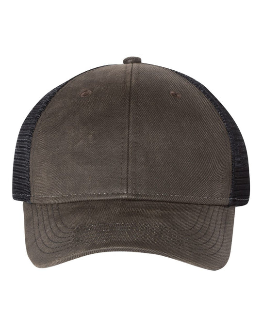 Sportsman Faux Waxy Trucker Cap, Adjustable, Grey/Black