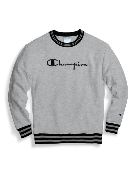 Champion Life Mens Reverse Weave Yarn Dye Rib Trim Crew