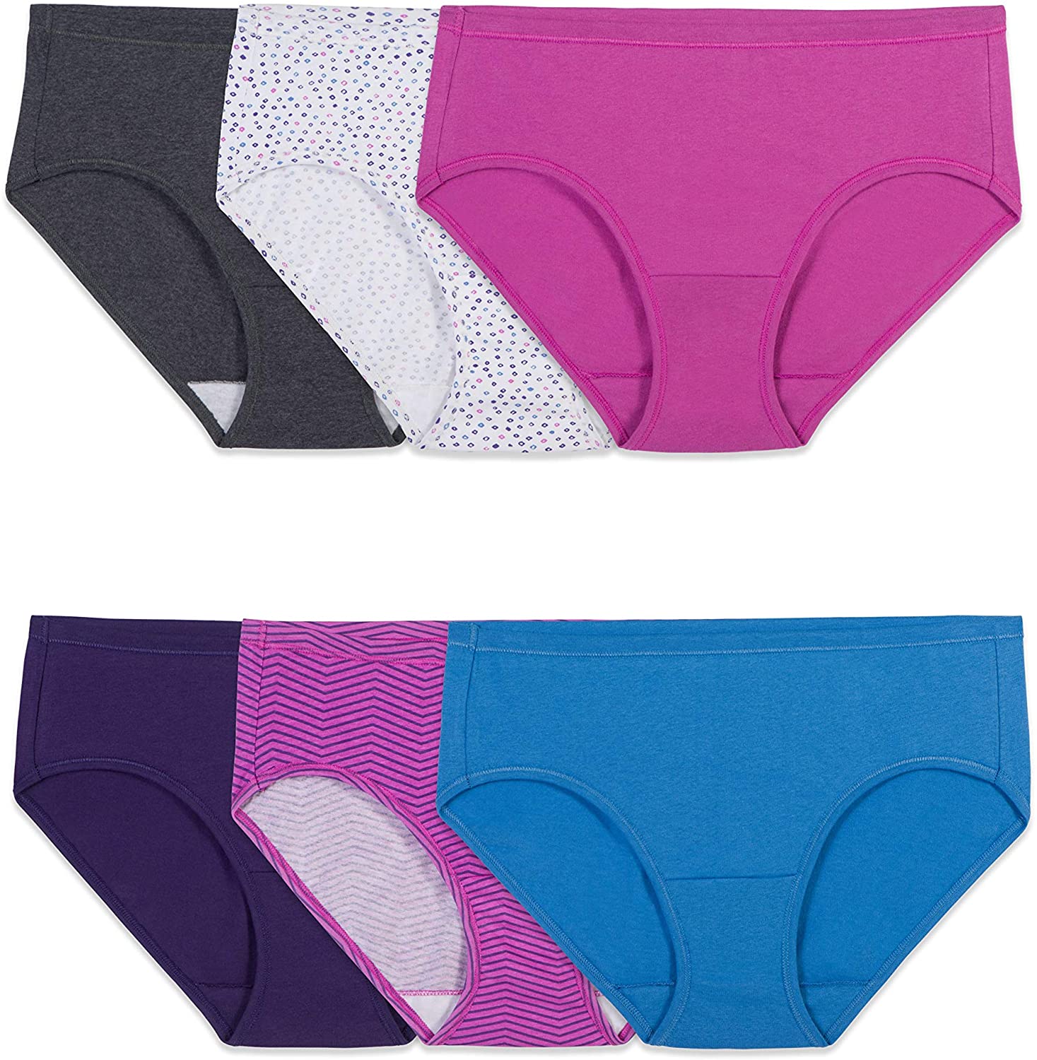 6DHICC2 - Fruit Of The Loom Womens Cotton Hipster Panties 6-Pack, 5,  Assorted