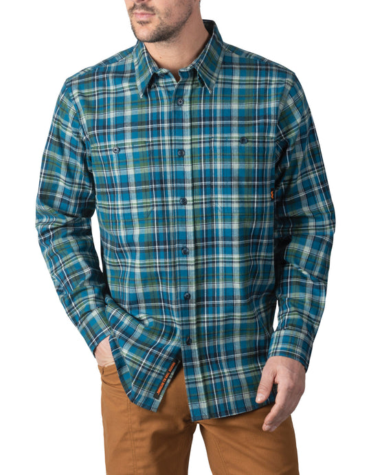 Walls Mens Long Sleeve Brushed Flannel Shirt with Stretch