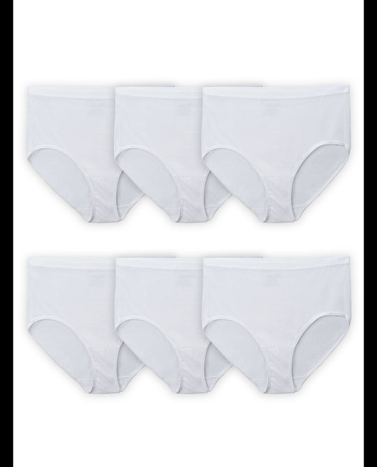 Fruit Of The Loom Womens Fit for Me White Briefs 6 Pack