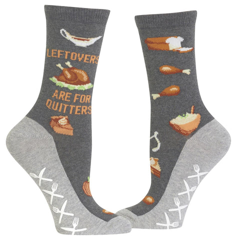 Hot Sox Womens Leftovers Are For Quitters Non Skid Crew Socks