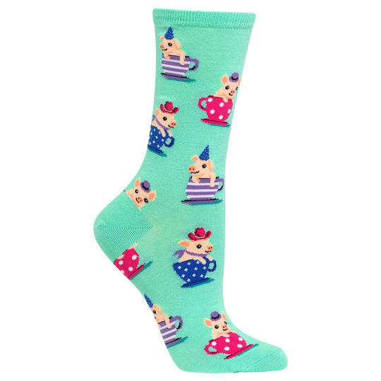 Hot Sox Womens Teacup Pigs Crew Socks