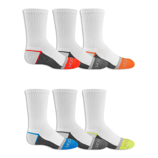 Fruit of the Loom Boys Core 6 Pack Crew Socks