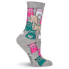 K. Bell Womens Smarty Cat Crew Socks
