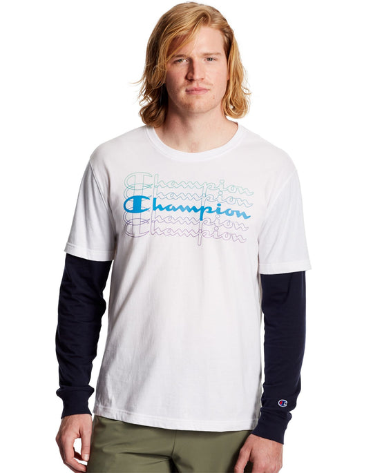 Champion Mens Jersey 2-Fer Tee