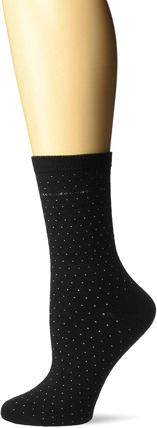 Fruit Of The Loom Womens Dot Crew Sock, Shoe Size 4-10, Black