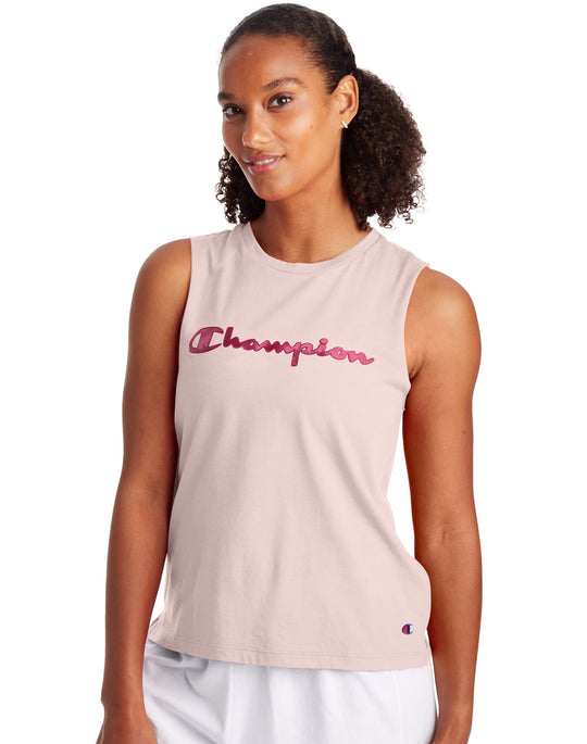 Champion Womens Muscle Tank, L, Hush Pink