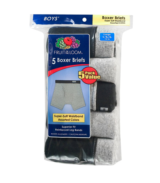 Fruit of the Loom Boys` 5pk Covered Waistband Boxer Brief