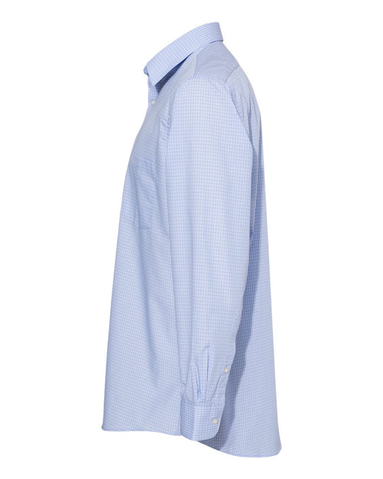 Van Heusen Mens Broadcloth Point Collar Check Shirt, XL, Silver Combo