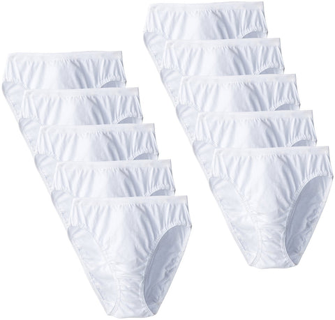 Fruit of the Loom Women`s 10pk Cotton White Hi-cuts
