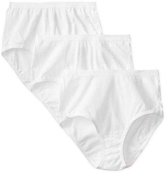 Fruit of the Loom Women`s 3 Pack Original Cotton White Brief Panties