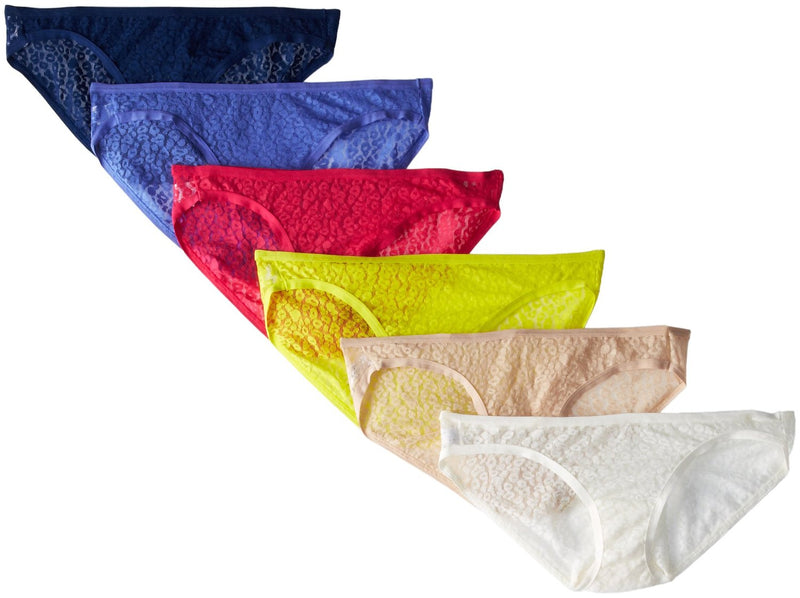 Fruit of the Loom All Over Lace Women`s 6-Pack Assorted Bikinis