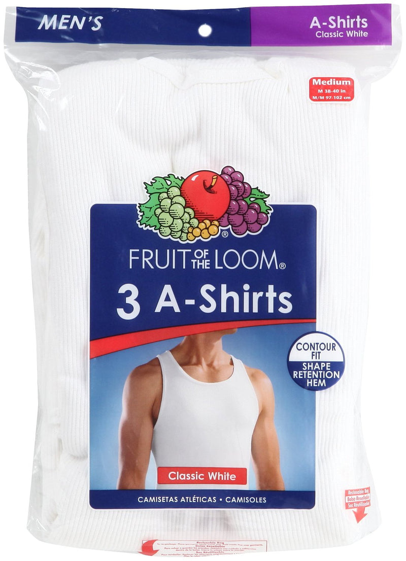 Fruit of the Loom Men`s 3pk White A-Shirt