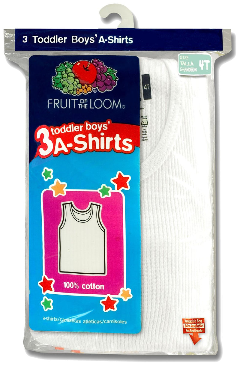 Fruit of the Loom Toddler Boys` 3-Pack White A-Shirt
