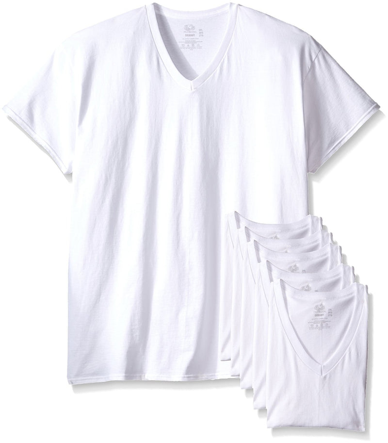 Fruit of the Loom Men`s 6-Pack White V-Neck T-Shirt