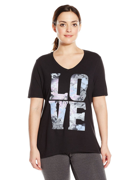 Just My Size Women`s Plus-Size Printed Short Sleeve V-Neck