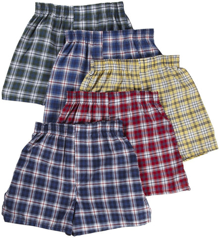 Fruit of the Loom Boys` 5pk Assorted Tartan Boxer