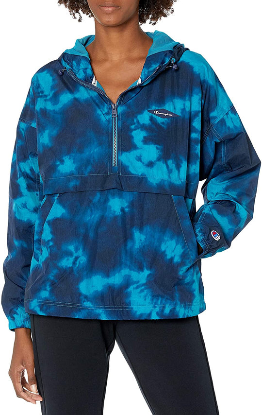 Champion Womens Lightweight Anorak Jacket, L, Athletic Navy