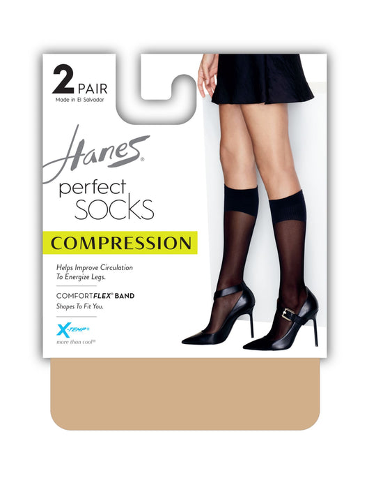 Hanes Womens Perfect Geo Compression Socks 2-Pack
