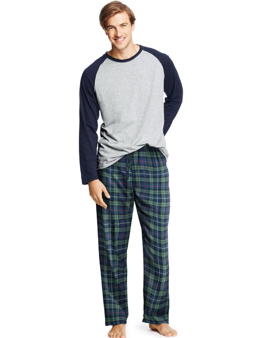 Hanes Mens Jersey Flannel Sleep Set