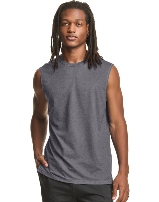 Champion Mens Sport Muscle Tee, L, Railroad Grey Heather