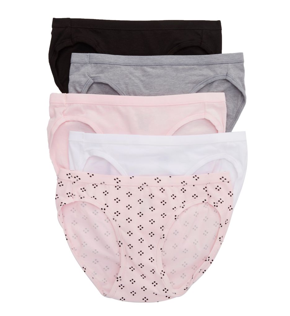 Hanes Women's Ultimate Cotton Comfort Hi Cut Panties 4-Pack, Size 7/L -  Pink