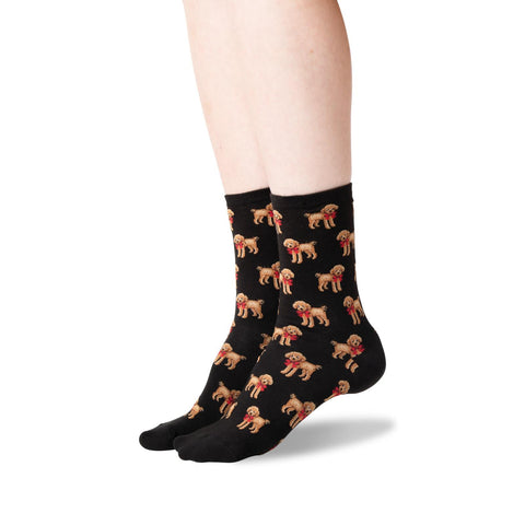 Hot Sox Womens Poodle and Bow Crew Socks