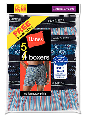 Hanes Men's Printed Woven Boxer with Comfort Flex Waistband 5-Pack
