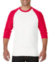 Gildan Mens Heavy Cotton 3/4 Raglan T-Shirt, XS, White/Royal