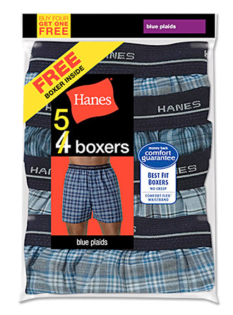 Hanes Men's Yarn Dyed Plaid Boxers 5-Pack