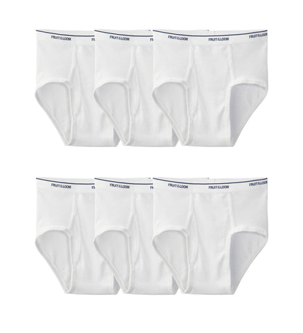 Fruit Of The Loom Mens Cotton White Briefs 6 Pack, 3XL, White