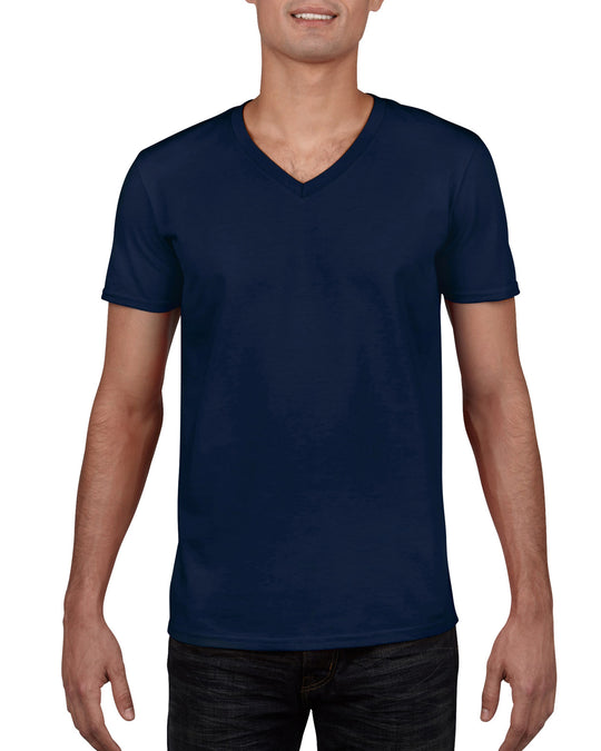 Gildan Mens Softstyle V-Neck T-Shirt, XL, Navy