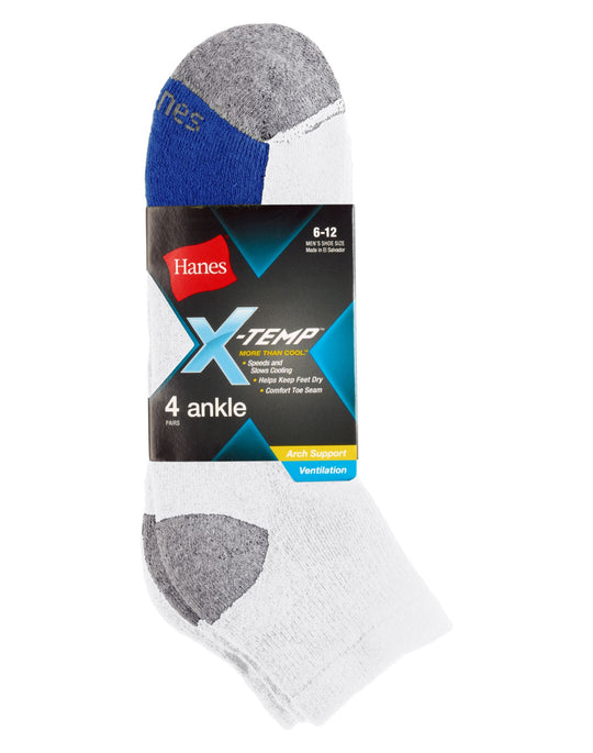 Hanes Men`s X-Temp Ventilation Ankle Socks 4-Pack