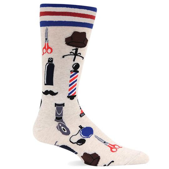 Hot Sox Mens Barber Shop Crew Socks