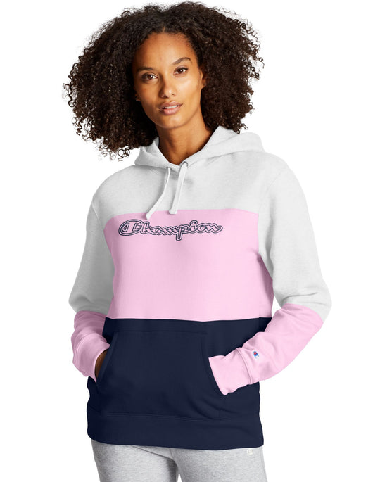 Champion Womens Powerblend Colorblock Hoodie