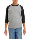 Gildanv Youth Heavy Cotton 3/4 Raglan T-Shirt, XS, White/Royal