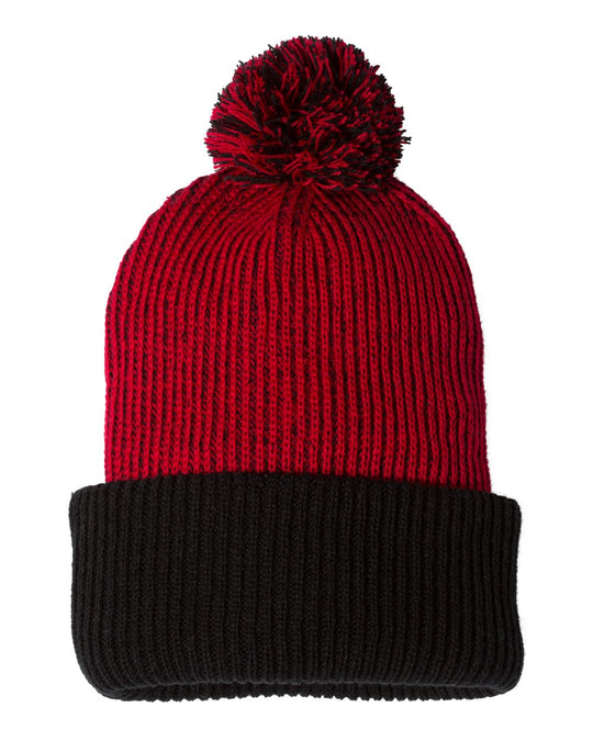 Sportsman 12 Knit Speckled Pom-Pom Beanie , One Size, Red/Royal