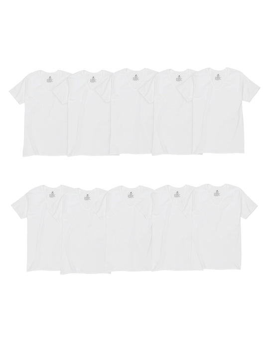 Hanes Men's ComfortSoft® White V-Neck Undershirt 10-Pack