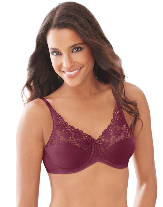 Lilyette Women`s Tailored Minimizer Bra with Lace Trim