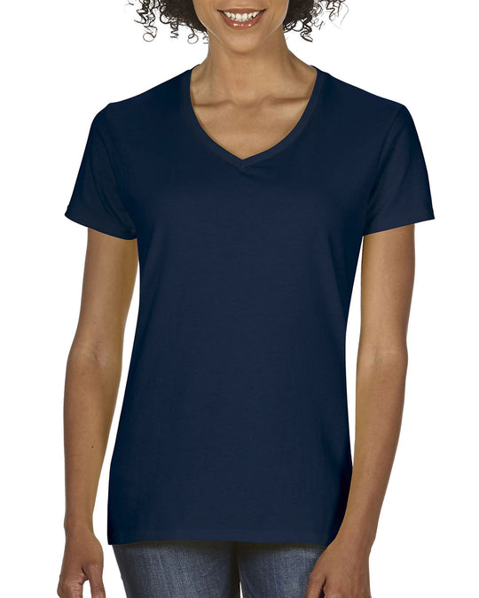 Gildan Ladies Heavy Cotton V-Neck T-Shirt, XL, Purple
