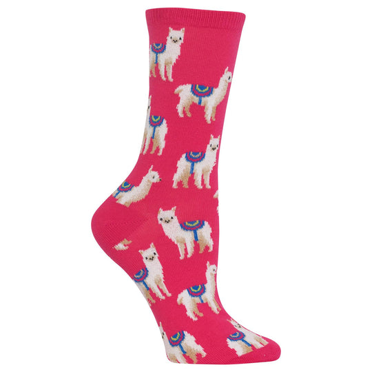 Hot Sox Womens Llamas Crew Socks