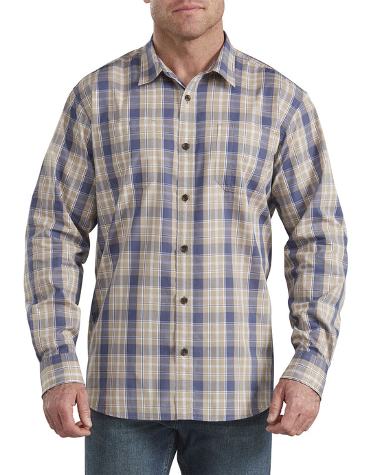 Dickies Mens Relaxed Fit Icon Long Sleeve Rinsed Plaid Shirt