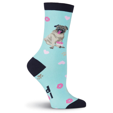 K. Bell Womens Pug Crew Socks