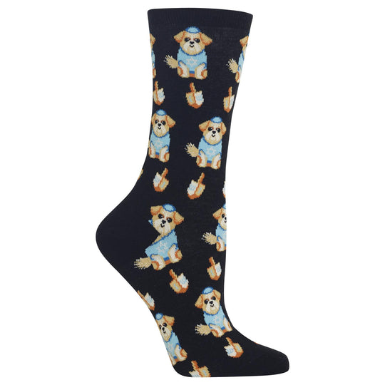 Hot Sox Womens Dreidel Dog Crew Socks