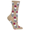 Hot Sox Womens Skull and Roses Crew Socks