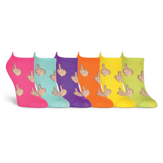 K. Bell Womens Middle Finger 6 Pair Pack Ankle Socks