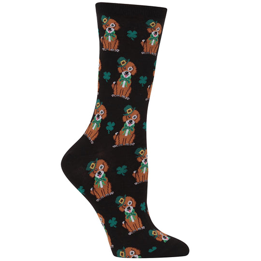 Hot Sox Womens St Patricks Day Dog Crew Socks