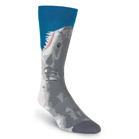 K. Bell Mens Great White Shark Crew Socks