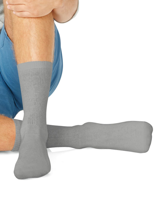 Hanes Active Work Crew Socks 6 Pairs Grey